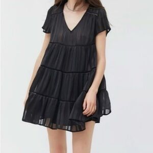 Chic Black Tiered Mini Dress